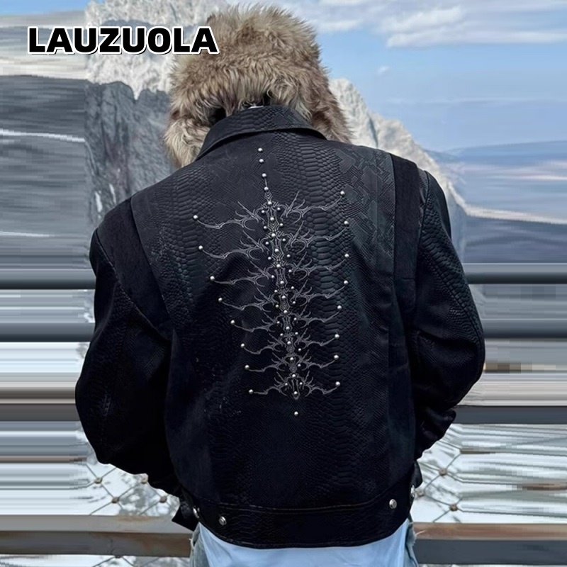 Streetwear Zipper - Chaqueta Negra para Hombre con Estampado