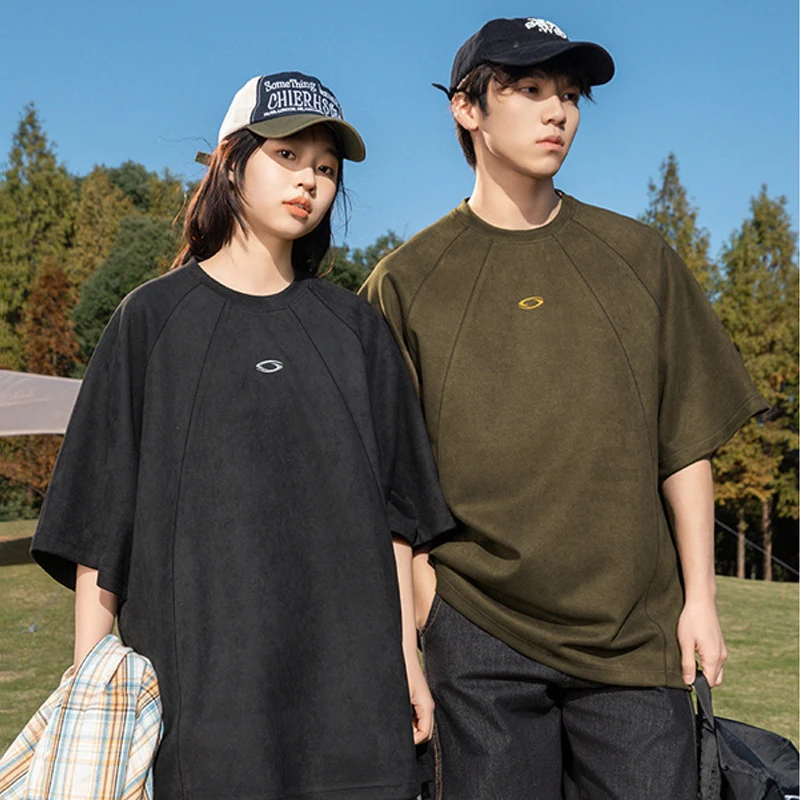 Streetwear Brand Korea - Camiseta de Gamuza de Color Sólido