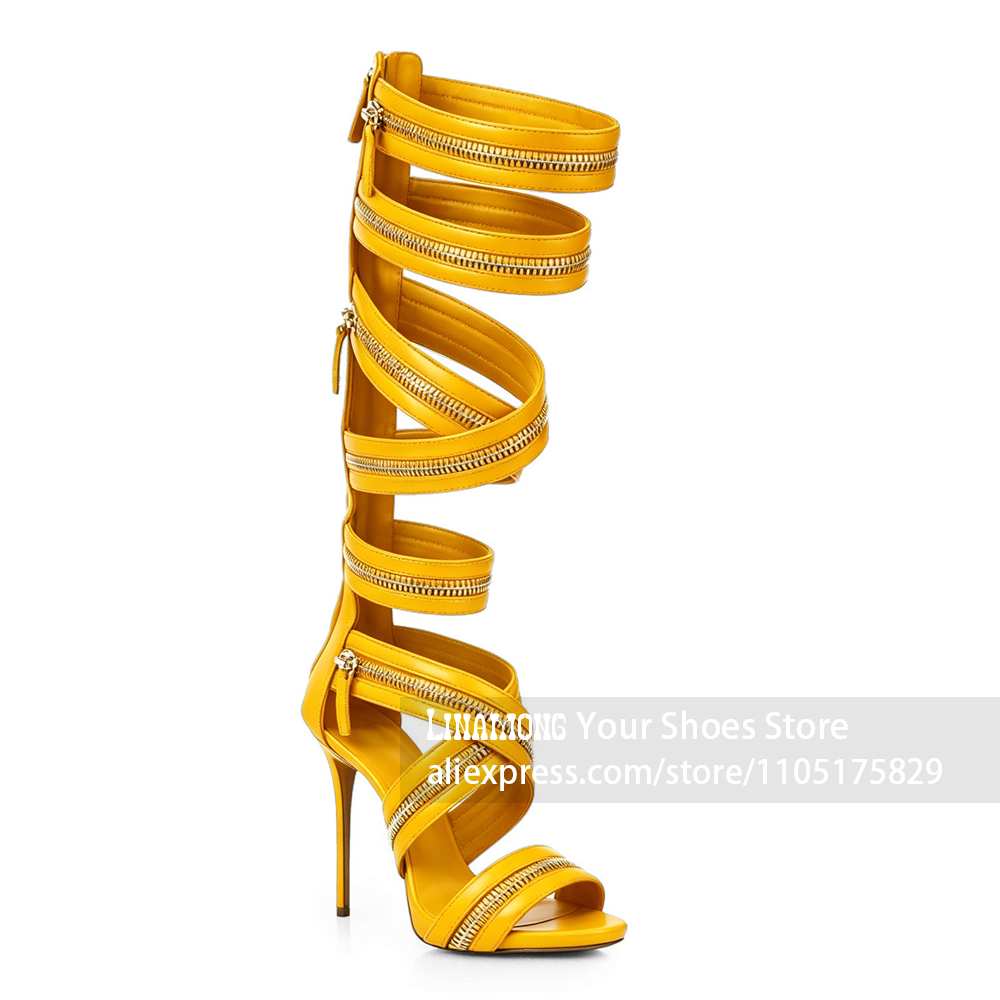 Streetwear Zipper - Botas de tacón de aguja con