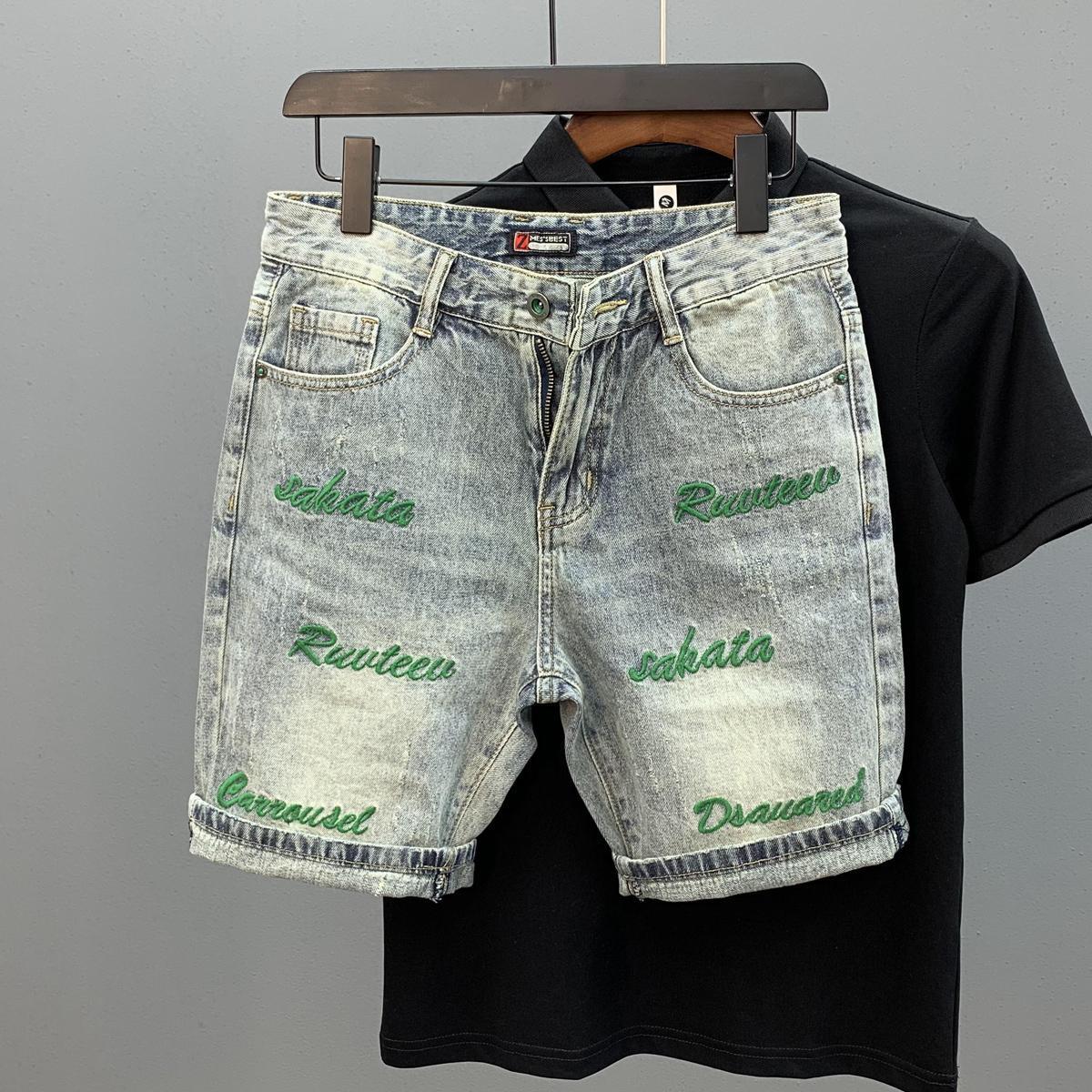 Streetwear Brand Jorts - Pantalones cortos vaqueros ajustados bordados con