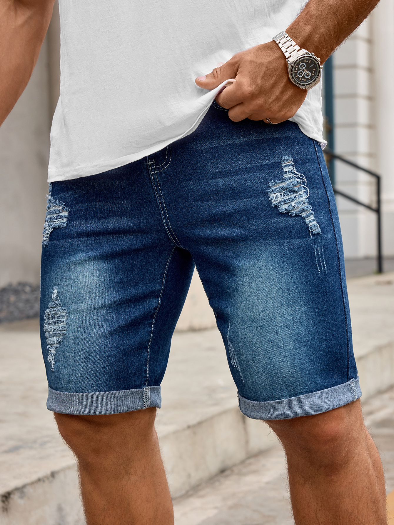 Streetwear Brand Shorts - Pantalones vaqueros de mezclilla para hombre,