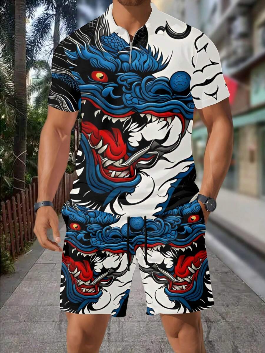 Streetwear Zipper - Conjunto de Camiseta Polo con Cierre