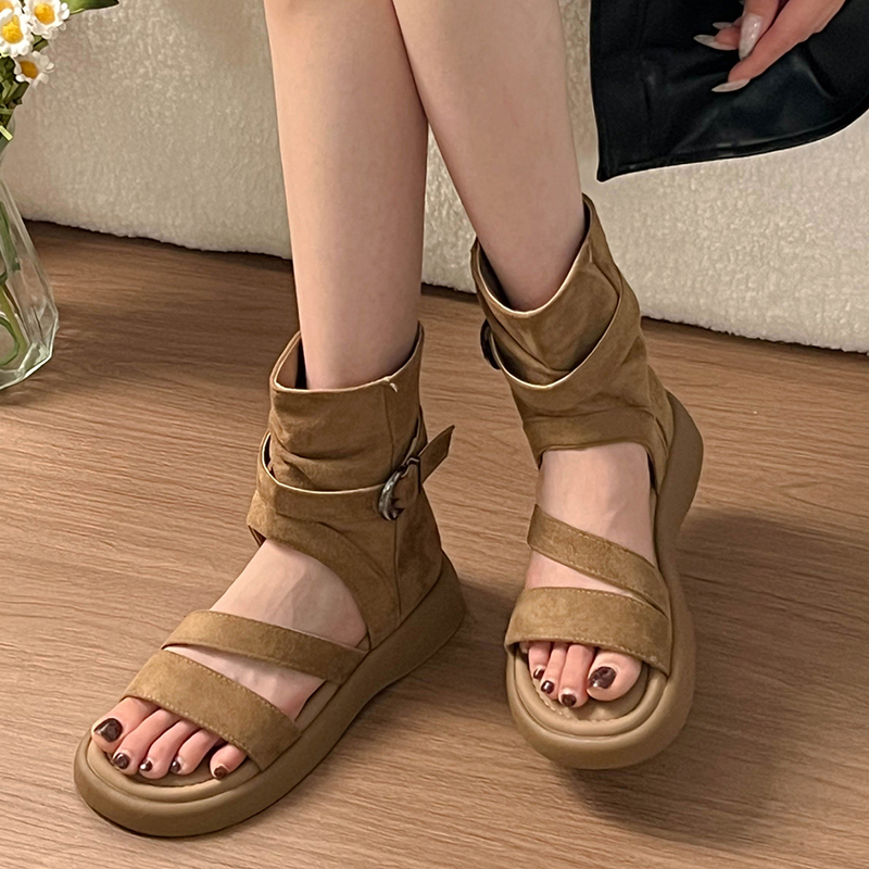 Streetwear Zipper - Botines de mujer con punta abierta