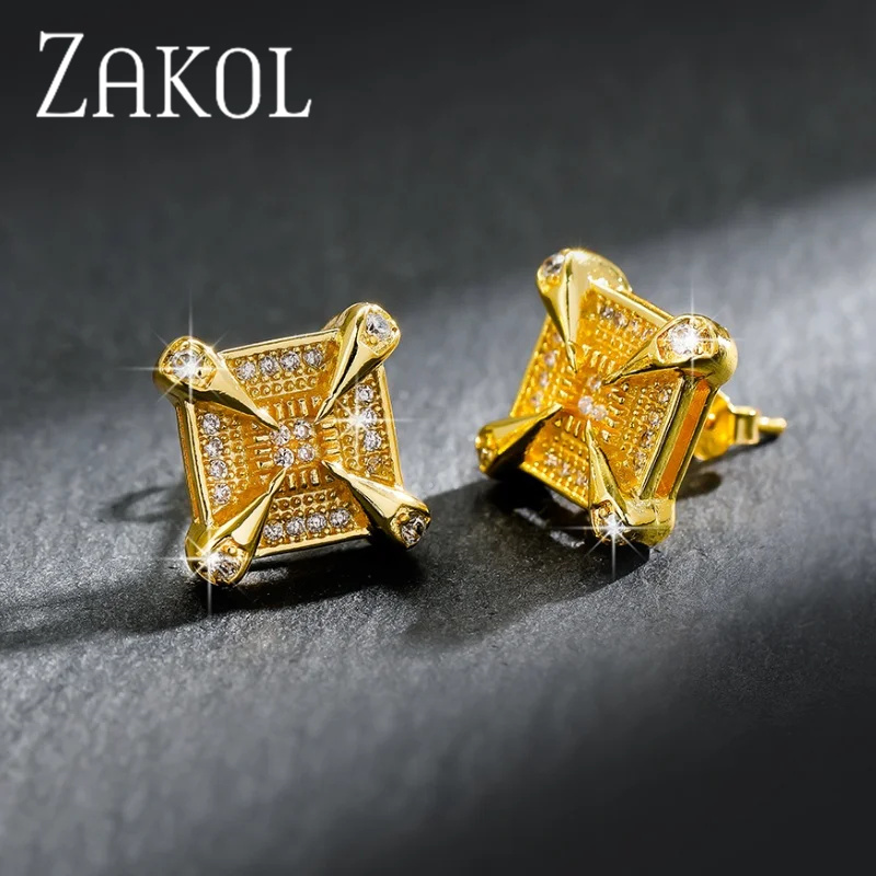 Streetwear Brand Accessories - ZAKOL, pendientes de tuerca de circonita