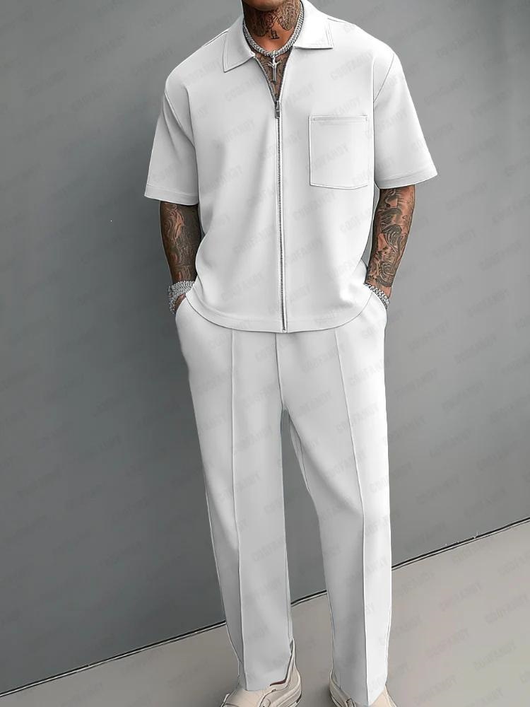 Streetwear Zipper - Conjunto de 2 piezas para hombre: