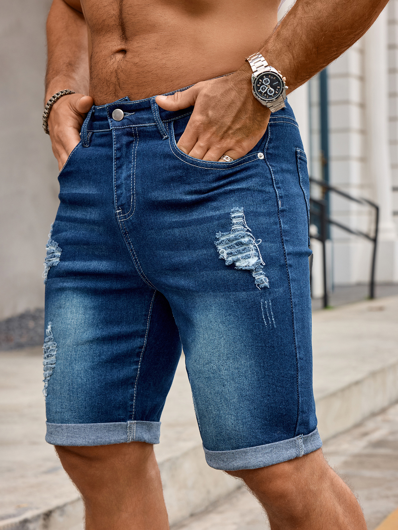 Pantalones vaqueros de mezclil - Streetwear Brand Shorts reseña y precio