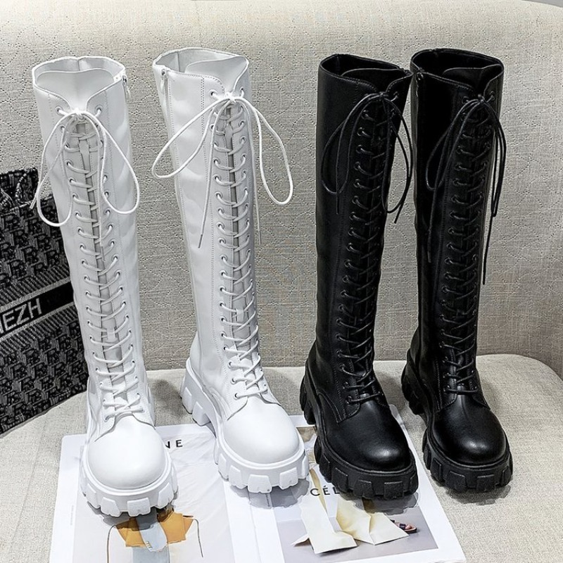 Botas altas de mujer con cordo - Streetwear Zipper reseña y precio